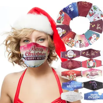 Feliz Navidad Máscara de la Cara Lavable Reutilizable Reemplazable por el Elemento del Filtro de Máscara de traslados Diarios a Prueba de Viento y Mantener Caliente Máscaras