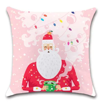 Feliz Navidad Rosa de dibujos animados de Santa Claus la funda del Cojín Decorativo dulce el sofá de su Casa de la tienda de asiento amigo de los niños dormitorio regalo funda de almohada