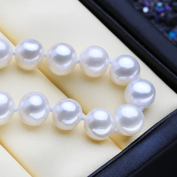 FENASY Natural de la Perla Collar de 7-8mm Cerca de Ronda Collar de Perlas Para las Mujeres 925 de la Plata Esterlina Clásico de la Joyería de la Perla del Collar de la
