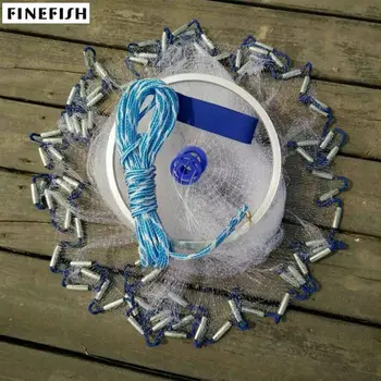 Finefish anillo de Aluminio, estados UNIDOS de fundición de redes de 2.4 m -4.8 m fácil tirar de la mosca de la red de pesca de la herramienta de malla pequeña al aire libre de la mano de lanzar la captura de peces de la red