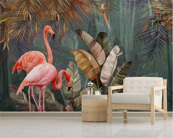 Fondo de pantalla personalizado Nórdico moderno minimalista planta tropical bosque flamingo TV de fondo de la pared decoración del hogar mural 3d fondo de pantalla