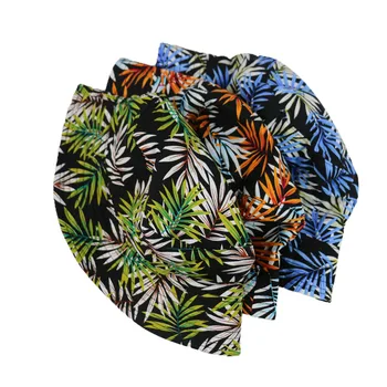 FOXMOTHER Nuevo Verano de las Mujeres de Playa, Sombreros para el Sol Azul Verde Tropical de Hojas Pescador Sombrero de los Hombres Cubo de Sombreros al aire libre