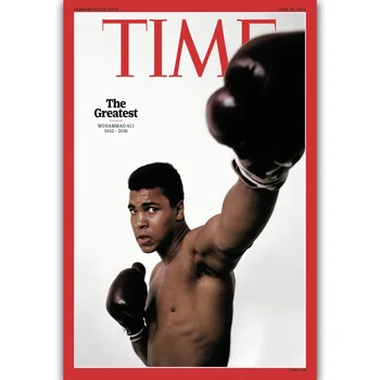 FX133 Caliente Muhammad Ali de la Revista Time de Gran Boxeo Boxeador Vez, Cubrir Poster del Arte de la Seda de Lona Ligera Casa de la Pared de la Habitación de Impresión de la Decoración