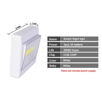 Gabinete del LED interruptor de luz tipo de luz de noche, luz de emergencia de la batería AAA de suministro utilizada en la cocina dormitorio baño canal de emergencia