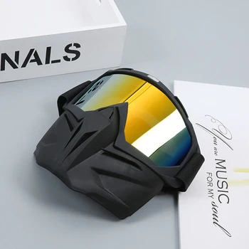 Gafas de moto de Motocross Desmontable Modular Máscara de Ski Snowboard Gafas de Halley Cara Abierta Moto Casco de Moto Gafas Casco