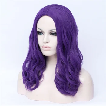 GAKA de onda Larga de las Mujeres Sintético Cosplay Pelucas de color Púrpura Natural de la Parte del Pelo Pelucas de Fibra Resistente al Calor Pelucas
