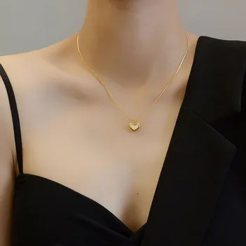 GHIDBK 2020 de la Venta Caliente de Acero Inoxidable Naturales Shell Colgante de Corazón Collares para las Mujeres Minimalista Poco Encantos Collares Gargantillas