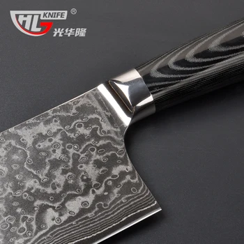 GHL de 6,5 Pulgadas Japonés Damasco Acero VG10 Cuchillo de carnicero Cuchillo de Picar Cuchillo de Chef, Cuchillo Cortador Rebanador de cocina, cuchillos de Cocina de la Herramienta