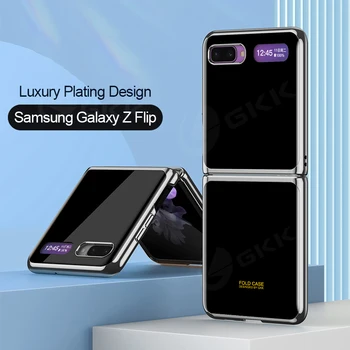GKK de Lujo Patrón de Vidrio Templado Veces Case Para Samsung Galaxy Z Flip Case de Protección Completa Duro de la Cubierta Para Samsung Z Flip Coque