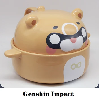 Gouba Oso Bowl Genshin Impacto Cosplay Prop Proyecto Ling Xiang Accesorios Para Mascotas De Dibujos Animados De Cerámica Utensilios De Comer A Los Niños Regalos