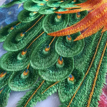 Gran estilo Chino de pavo real bordado costura parche cheongsam de novia de falda capa decoración de reparación de BRICOLAJE calcomanía apliques