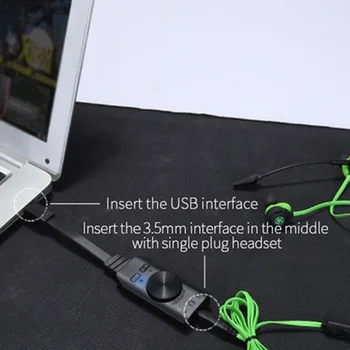 GS3 Adaptador Stereo Converter Virtual de 7.1 Canales de Negro de 3.5 mm de Auriculares de Audio de la Tarjeta de Sonido Externa USB Para PC de Escritorio Notebook