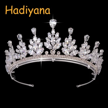 Hadiyana Diseño Increíble AAA Lujo CZ Nupcial Tiaras Gota de Agua de la Flor de la Moda de las Mujeres de la Joyería Lindo de la Boda de la Princesa de la Corona BC4383