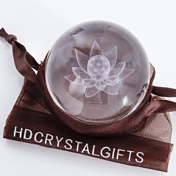 H&D de 9 Estilos de 60 mm Bola de Cristal con Un Stand en 3D Grabada con Laser Esfera de Sanación Pisapapeles en Casa Decoración de la Oficina, Grandes Dones (Claro)