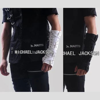 Hechos a mano de Punk Rock Concierto de MJ Michael Jackson Colección de Clásicos de Algodón Blanco de nuevo ArmBrace Codo Guante