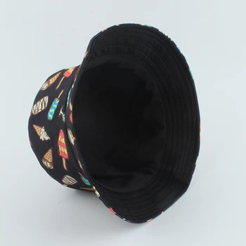 Hielo en el verano de Crema de Impresión Panamá Cubo de Sombreros Para Mujer de la Moda Reversible Bob Chapeau Femme Hip hop Gorra Gorro Hombres Pescador Sombrero