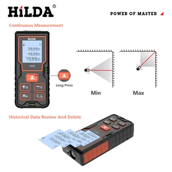 HILDA Telémetro Láser Medidor de Distancia de 100M Buscador de Medida de fomento de la Regla láser cinta gama de dispositivos rulerfinder construir medida