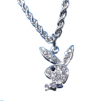 Hip Hip de diamante de imitación de Conejo Encanto Collar de Cadena de los Animales de la Joyería Gargantilla de Kpop Streetwear Collar para las Mujeres de Regalo de Navidad