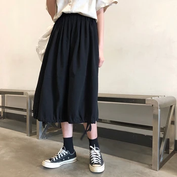 Hirsionsan Algodón 2020 Para Mujer Faldas De Primavera Harajuku Punk Ropa Blanca Coreana Cintura Elástica Sólido Más El Tamaño De La Hembra Streetwear