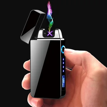 Hoy 4.99 Barco Gratuito a Doble Arco de Mechero USB Eléctrica Encendedores de Cigarrillos Novedad Electrónica de Plasma Turbo más Ligero Gadgets para Hombres