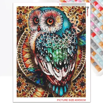 Huacan 5D BRICOLAJE Diamante Pintura Owl Full Cuadrado/Redondo Bordado de Diamantes Mosaico Animal Decoraciones de la Casa