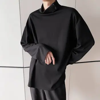 IEFB /ropa para hombre Otoño personalizada stand collar de hebilla simple cómoda de manga larga sudaderas oversize otoño nuevo 9Y3897