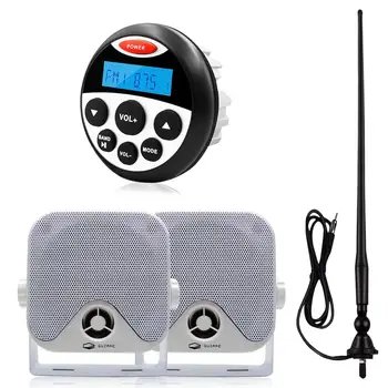 Impermeable de la Marina de Radio Estéreo Receptor Bluetooth de Audio Reproductor de MP3+4