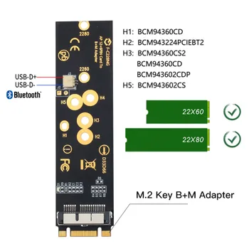 Inalámbrica BCM94360CD BCM94360CS2 BCM943224PCIEBT2 12+6 Pin Bluetooth Módulo de Tarjeta WiFi para M. 2 NGFF Clave B+M Adaptador para Mac OS