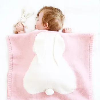 INS Aire acondicionado Colcha 3D Conejo Manta Colcha de Punto Bebé de dibujos animados Sofá Cochecito Cubre a los Niños Recién nacidos ropa de Cama de Bebé de la Siesta Manta