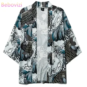 INS Caliente Estilo Chino de la Calle de la Moda de Harajuku Kimono Cosplay Japonés Varones y Mujeres Cardigan Blusa Superior Haori Obi Asiático Ropa