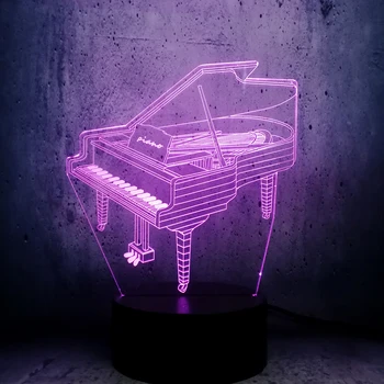 Instrumento de la música Retro Piano 3D USB Lámpara de LED de 7 Colores de la Bombilla Músico de Niño Dormitorio Decoración Elegante de la Noche, las Luces RGB de Lava