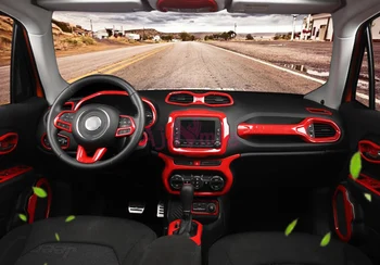 Interior de Color Rojo en el Volante Lector de la lámpara Pomo del cambio de la Cubierta de Recorte de Cromo Coche Estilo 2016 2017 Para Jeep Renegade Accesorios