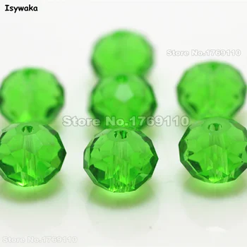 Isywaka de Color Verde oscuro 8*10 mm 70pcs Rondelle Austria facetadas de Cristal Perlas Sueltas Espaciador de la Ronda de Perlas para la Joyería