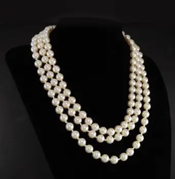 Jacqueline Kennedy, la Primera Dama Triple vertiente real Blanco Collar de Perlas 17-19