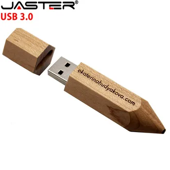 JASTER USB 3.0 el LOGOTIPO del cliente lápiz de madera USB flash drive de disco U regalo creativo pendrive de 4GB 8GB 16GB 32GB de memoria stick