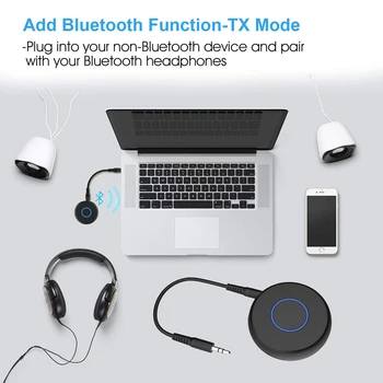 JINSERTA Transmisor Bluetooth Jack de 3,5 mm Bluetooth 5.0 de un Adaptador para TV del Ordenador Portátil de Lanzamiento de Audio para Auriculares, Altavoces