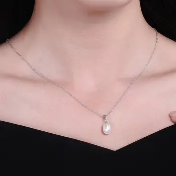 KALETINE de agua Dulce de la Perla Colgante Collares Esterlina 925 Collar de Plata Colgante de Perlas de 8mm para las Mujeres de Plata de la Joya de Bisutería KLTN051