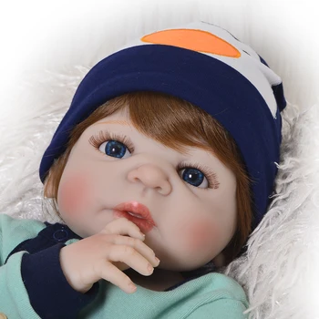 KEIUMI 23 Pulgadas Bebé Reborn Doll Completa del Cuerpo de Silicona Cabello Castaño Renacer Muñecas de la vida real de los Niños Compañeros de juego Juguetes de Bebé Niño Regalos de Navidad