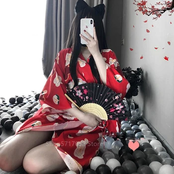 Kimono Vestido De Mujer Sakura Estilo Japonés Traje De Geisha Sexy Albornoz Yukata Obi Pijamas Sexy Lencería, Camisones De Ropa De Fiesta