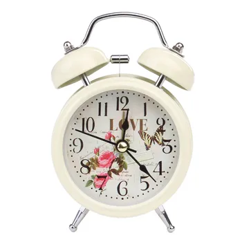 La Alarma Del Reloj De La Decoración Del Hogar, Marcando Retro Vintage Twin Bell Escritorio, Mesilla De Alarma De Reloj De 4 Colores Reloj Antiguo De Decoración Accesorios