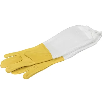 La apicultura guantes de Protección Mangas transpirable malla amarilla amarillo de piel de oveja y gamuza para la Apicultura la apicultura guantes