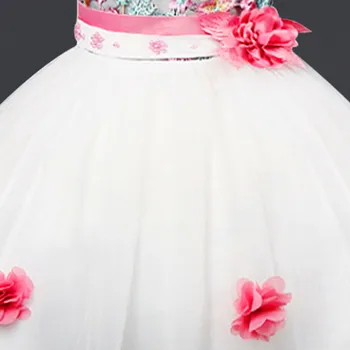 La belleza de Emily Dulce O Cuello de Niña de las Flores Vestidos para Bodas de la Moda de la Impresión Floral de las Niñas Vestido de Bola con Fajas De 3 Colores Disponibles