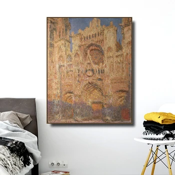 La Catedral de ruán p.m por Monet Carteles y de Impresión de la Lona de Pintura Caligrafía Imágenes de la Pared para la Sala de estar del Dormitorio Decoración para el Hogar