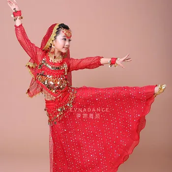 La Danza del vientre Trajes de los Niños de manga Larga de Baile Profesional de Rendimiento de la Competencia de Traje de Niña de Bollywood Desgaste H4592