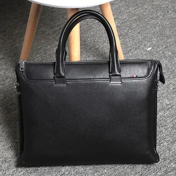 La marca de lujo de diseño de cuero de los hombres de negocios de la bolsa maletín en piel de vaca natural portátil de oficina bolso negro, bolso de mano hombre de hombro bolso hombre