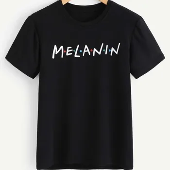 La melanina Amigos de TELEVISIÓN parodia de la Camiseta de las Mujeres de Negro de la muchacha orgullo impreso camiseta de moda lindo verano tops