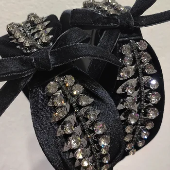 La moda Arco Negro de Terciopelo de la Perla de la Diadema de Temperamento Copo de nieve de Destello de Diamante de Cristal de Diadema Saliente Tocado para las Mujeres