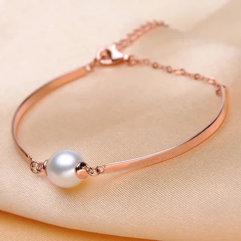 La moda de agua dulce Natural de la perla negra de la pulsera de las mujeres de la joyería ajustable pulsera de perlas de regalo de boda