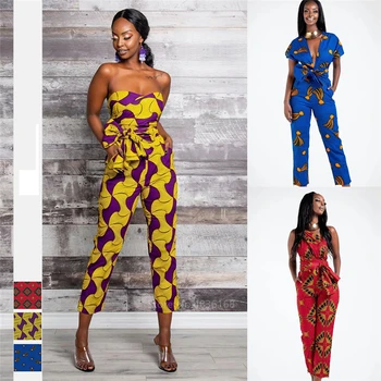 La moda de las Señoras de 2020 Noticias de África Ropa Ankara Estilo DIY Vendaje Túnica Africana Dashiki Mono Étnico Sexy Vestidos para las Mujeres