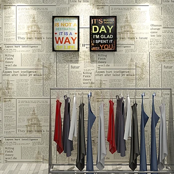 La Moda Retro Antiguo Periódico de papel Tapiz de una Tienda de Ropa para Cafetería Restaurante en 3D Estéreo de No-Tejido de la Pared Papeles Papel De Parede 3D Paisagem